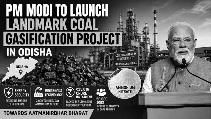 From Coal to Chemicals: PM Modi to Launch India’s First Commercial-Scale Coal-to-Ammonium Nitrate Project in Odisha